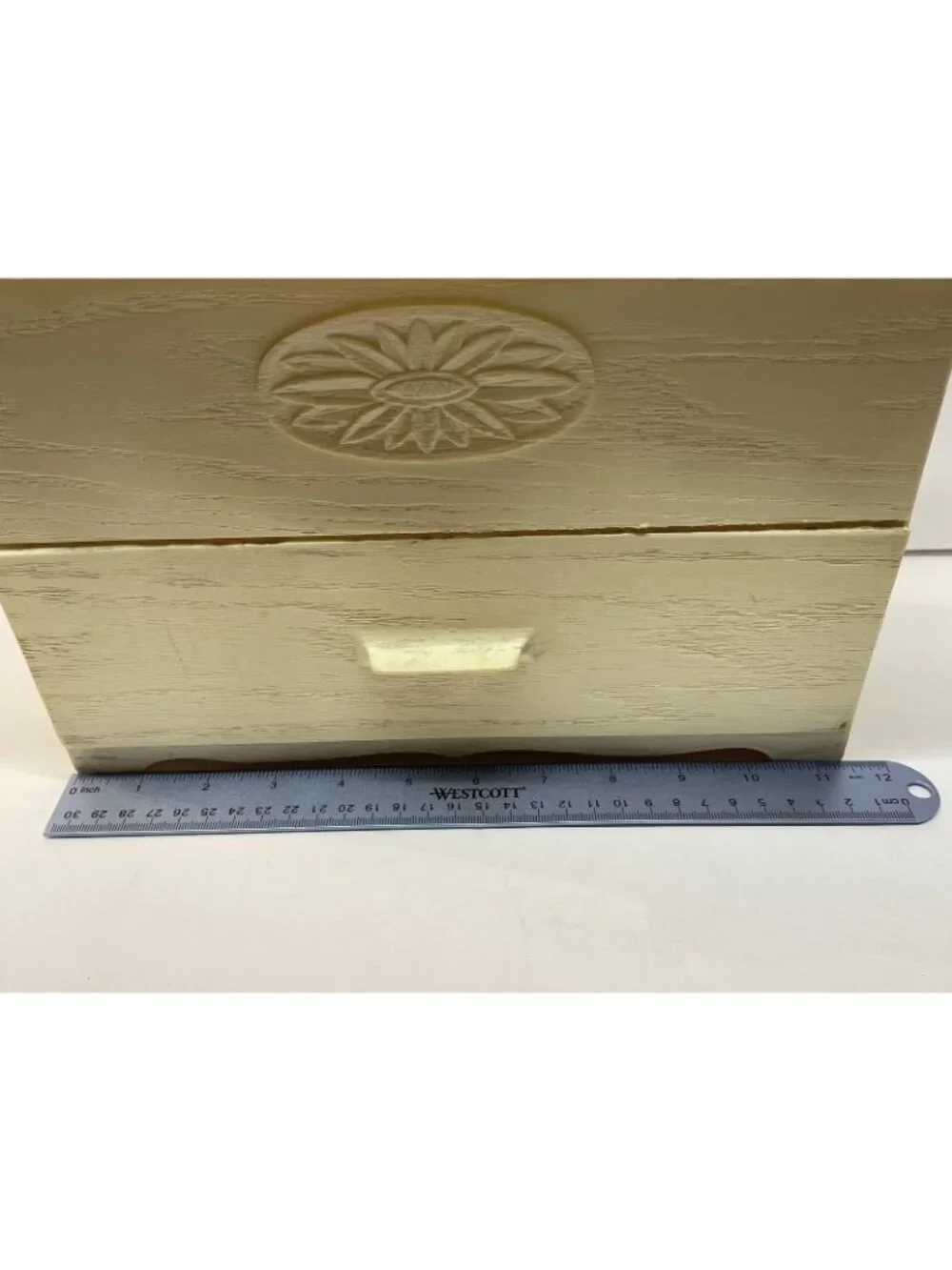 Vintage Bakelite / Plastic Lerner Recipe/Jewelry Box Faux Wood Off White Color